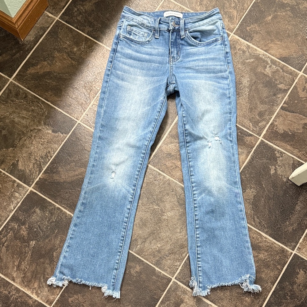 Flying Monkey Light Blue Distressed Straight Leg Jeans